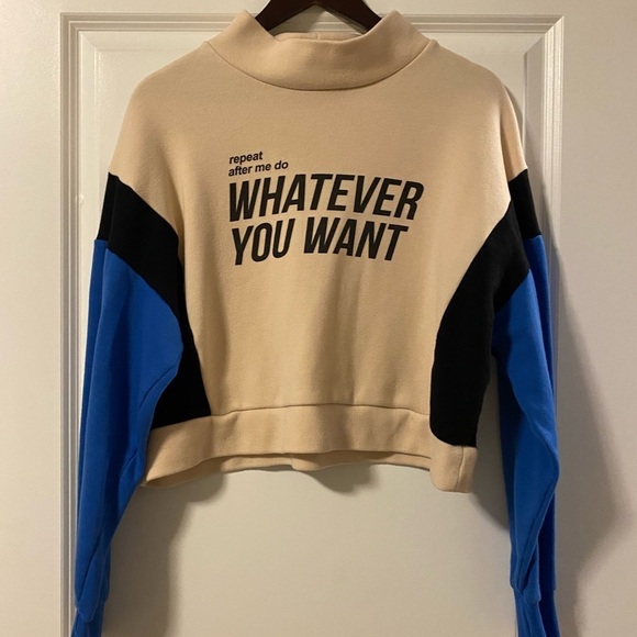 Zara Sweaters - Zara Colorblock Slogan Sweatshirt